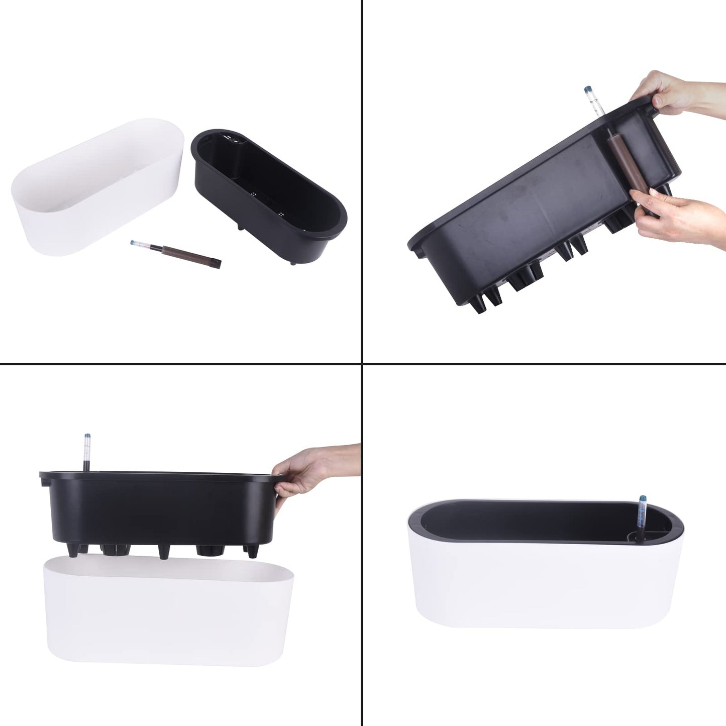 Vencer 16.5 Inch Rectangular Modern Self Watering Planters,White,VF-A17-W
