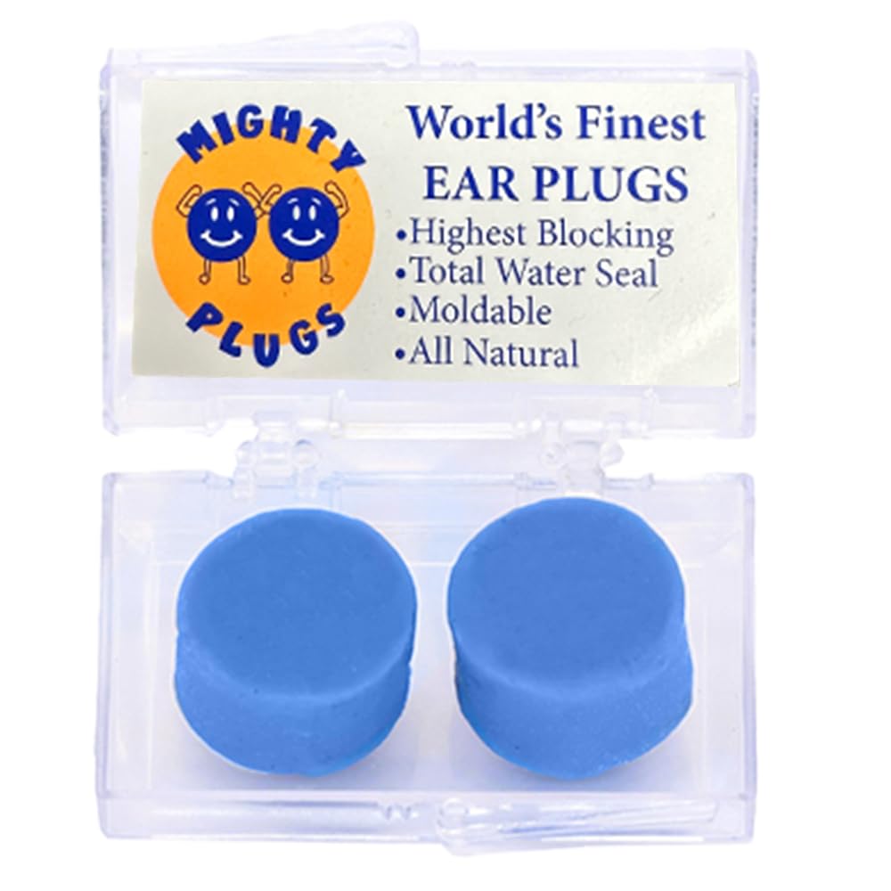 Mighty Plugs Pure Beeswax Ear Plugs for Sleeping, Snoring Noise Reduction, Swimming – Moldable Wax Earplugs, Reusable, Waterproof for Shower, Comfortable for Side Sleepers (1 Pair)