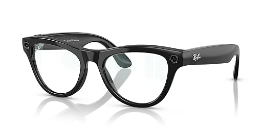 Ray-Ban Meta (Gen 1), Skyler, Shiny Black | Smart AI Glasses for Men, Women — 12 MP Ultra-Wide Camera, Open-Ear Speakers for Audio, Video Recording and Bluetooth — Clear Lenses — Wearable Technology