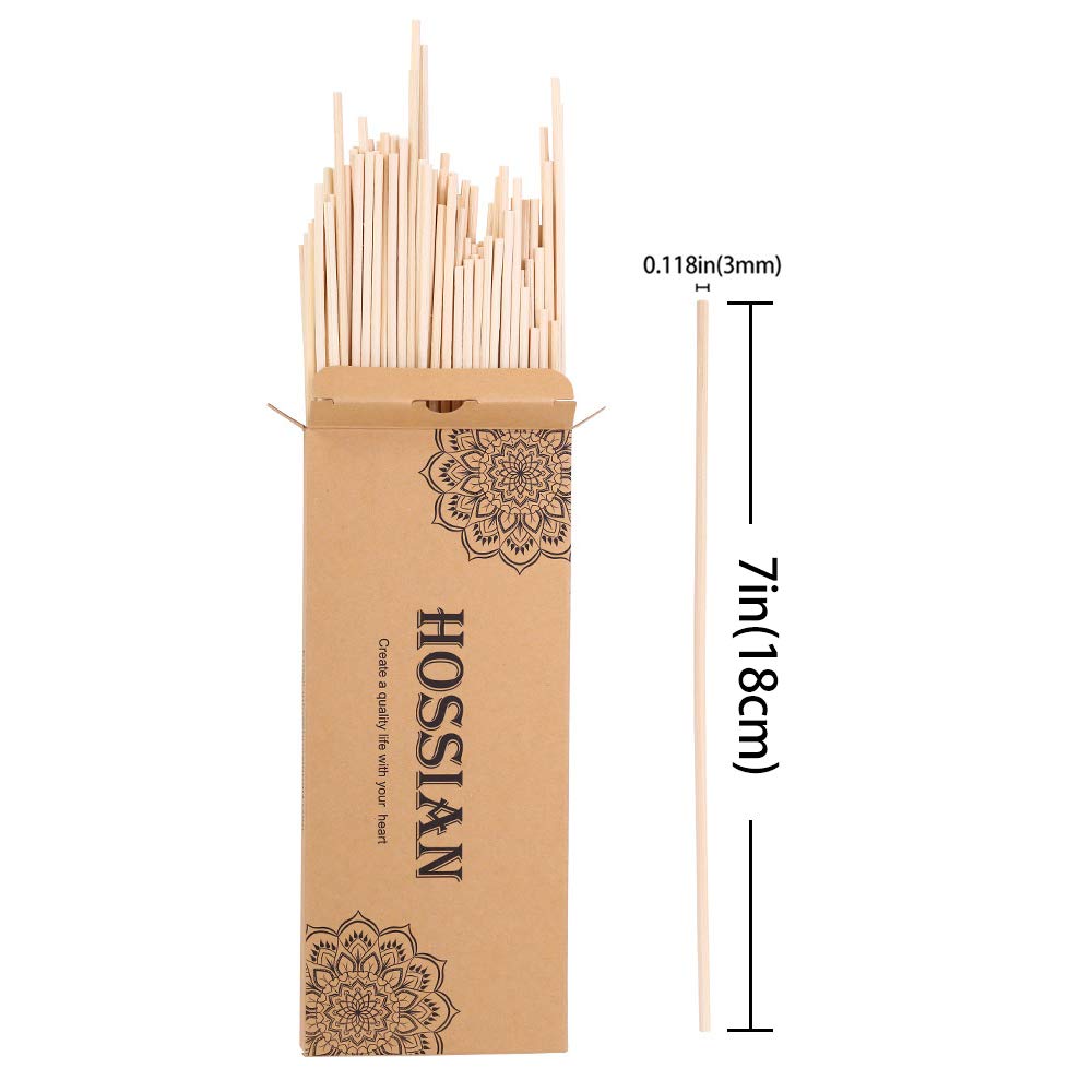 HOSSIAN 100PCS Reed Diffuser Sticks-Natural Rattan Sticks Reed diffusers-Diffuser Replacement Sticks for Aroma Fragrance Reeds for Essential Oil diffusers Refills (7"*3mm Primary Color)