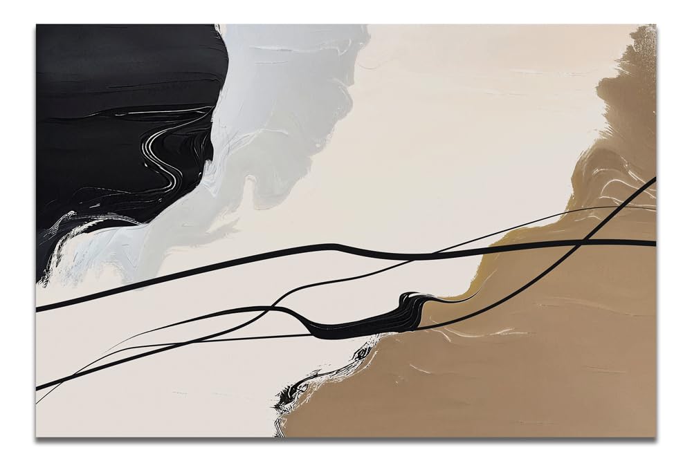 Abstract Wall Art Canvas Decor Large Abstract Art Paintings for Living Room Brown and Grey Fantasy Graffiti Pictures for Home Bedroom Kitchen Decorations (32x48inches)
