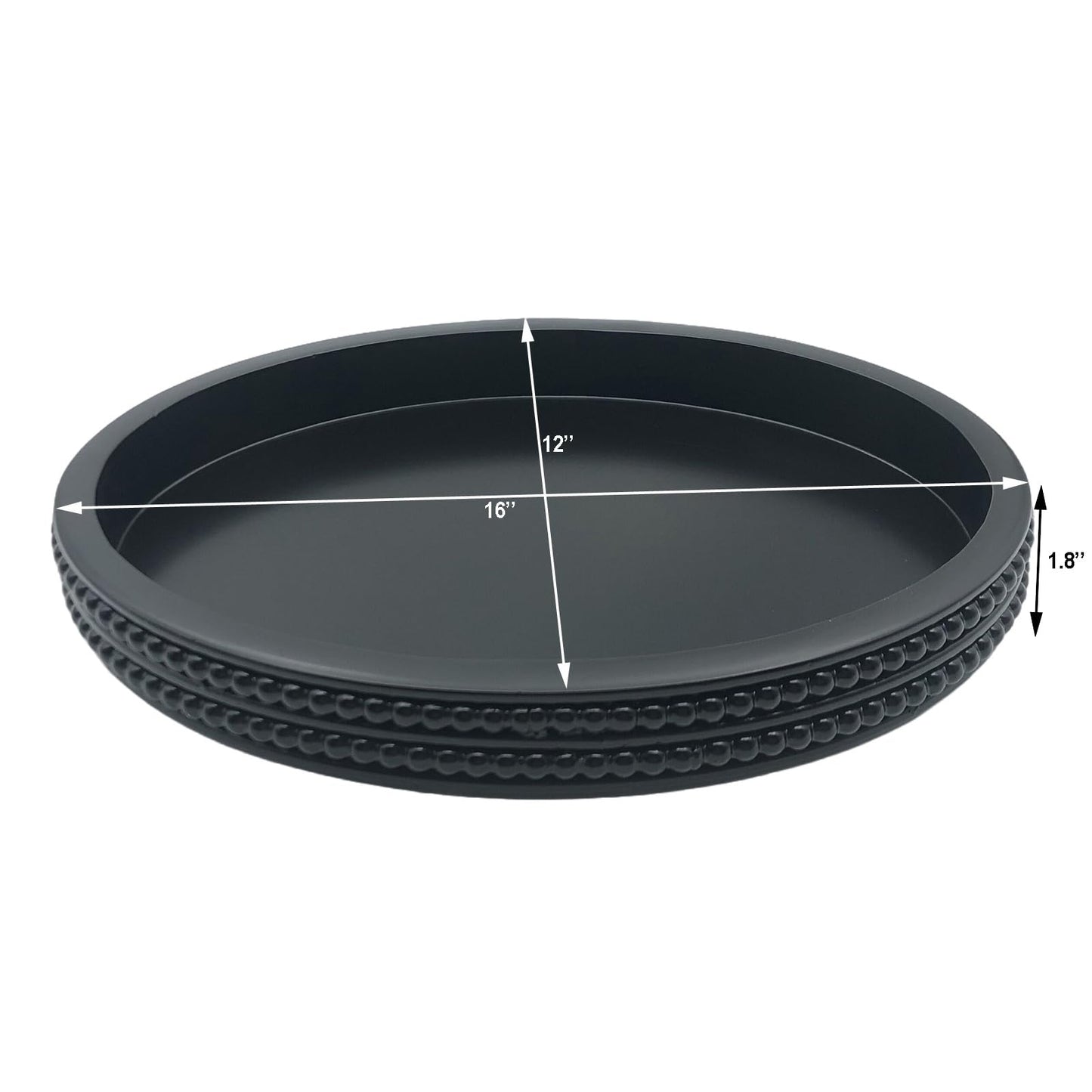 Carah & Cossh Oval Wooden Modern Decorative Tray 16''x12'', Farmhouse Rustic Serving Tray, Table Centre Tray, Perfect for Storage and Display (Black)