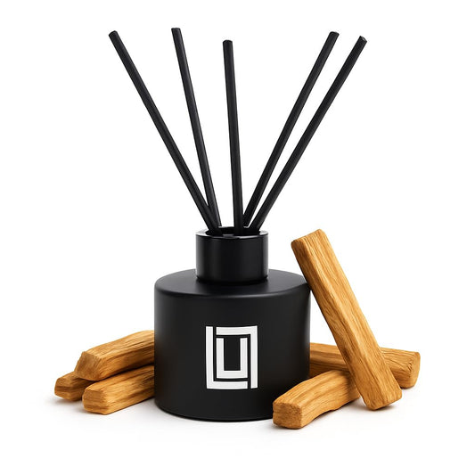 Lulu Candles | Reed Diffuser Set | Palo Santo | 6 Reed Sticks | Scent Diffuser for Bedroom Bathroom Living Room & Office (4.2 FL Oz.)