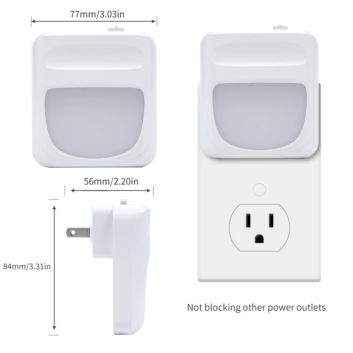 KINUR 4 Pack Dimmable Night Light Plug into Wall Soft Warm Glow Night-Lights Dusk to Dawn Sensor 5-50lm for Baby, Kids, Adults, Bedroom, Hallway, Kitchen, Bathroom