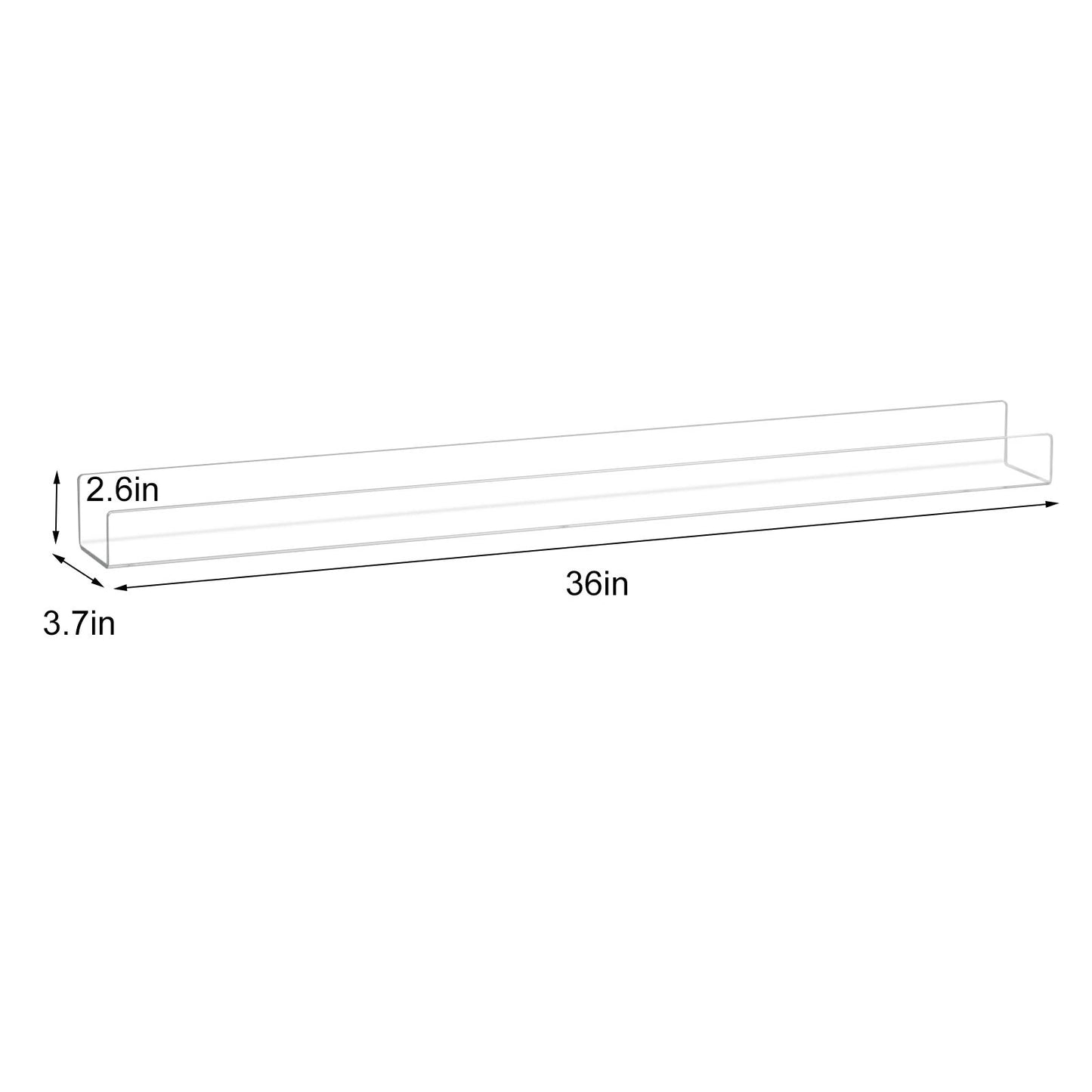 NIUBEE 36" Premium Acrylic Floating Nursery Kids Bookshelf Wall Ledge Shelf, Clear Invisible Spice Rack Bathroom Storage Shelves Display Organizer, 50% Thicker with Screwdriver, Set of 4