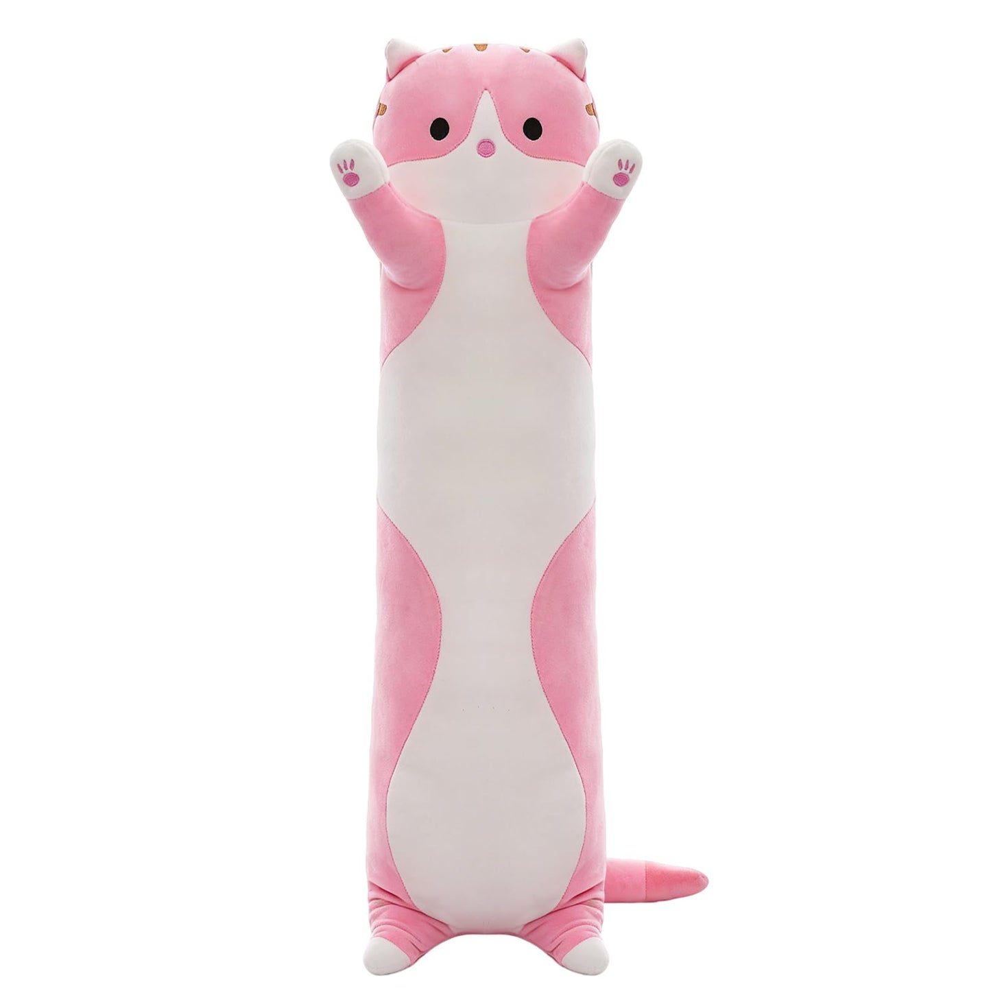 SHINUOER Cute Cat Plush Long Body Pillow – Soft Cartoon Stuffed Animal Doll, Kawaii Cat Plushie Cuddle Toy for Kids, Girls & Girlfriend (Pink, 51.1 Inch)