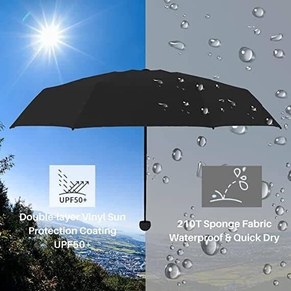 Windproof Mini Travel Umbrella with UPF 50+ Sun & Rain Protection - Ultra Compact & Lightweight, Pocket-Sized for Any Bag, Eco-Friendly Quick-Dry Fabric in Trendy Colors