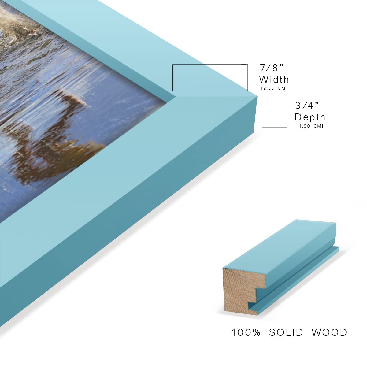 Renditions Gallery 8x10 inch Picture Frame High-end Modern Style, Made of Solid Wood and High Definition Glass Ready for Wall and Tabletop Photo Display, Blue Frame