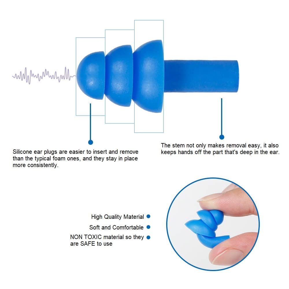 100 Pair Reusable Soft Silicone Ear Plugs Waterproof - Washable Ear Plugs for Swimming Music Concerts Construction Shooting Hunting Motor Sports Hunting Movie Earplugs for Sleeping Noise Cancelling