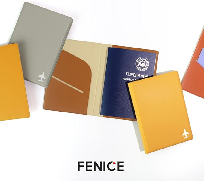 Fenice Plain Simple Passport Cover Holder Wallet Case for Travel Essential RFID Blocking Vegan Leather Waterproof (BROWN)