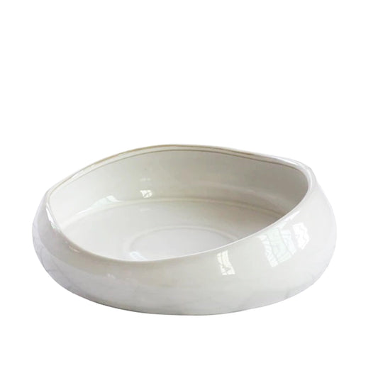 LOUIE SILNA Decorative Bowl Free-Form Rim Glazed Ceramic Fruit Bowl for Kitchen Counter Ceramic Dining Room Table Centerpiecekey Bowl for Entryway Table|Dishwasher & Microwave Safe