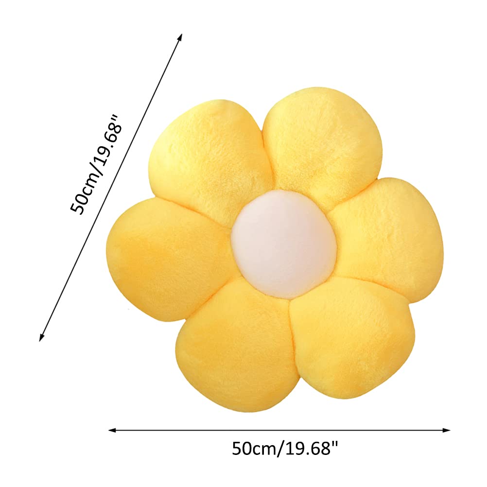 lannery Flower Plush Throw Pillows, Flower Floor Pillow Seating Cushion Toy for Reading, Room, Watching TV (19.7", Yellow-2)