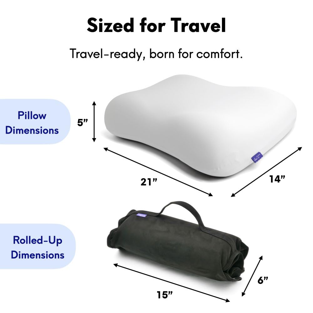 Cushion Lab Travel Deep Sleep Pillow – Compact Memory Foam Neck Pillow for Sleeping, Portable Pillow for Hotels, Camping, Side & Back Sleepers, On-the-Go – Black