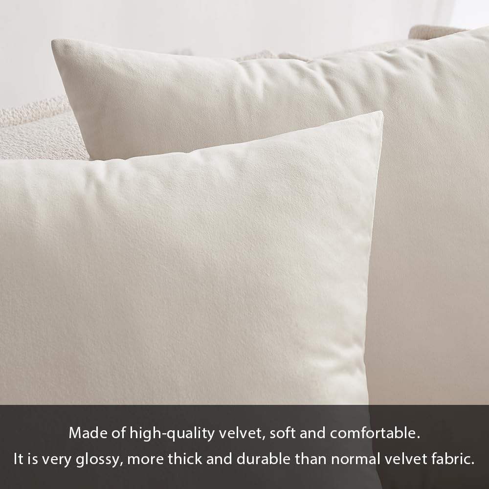 MIULEE Velvet Pillow Cover Soft Luxury Decorative Throw Pillow Cover Single Rectangle Long Body Lumbar Cushion Case for Couch Sofa Bedroom Car Decor,14x36 Inch Cream White