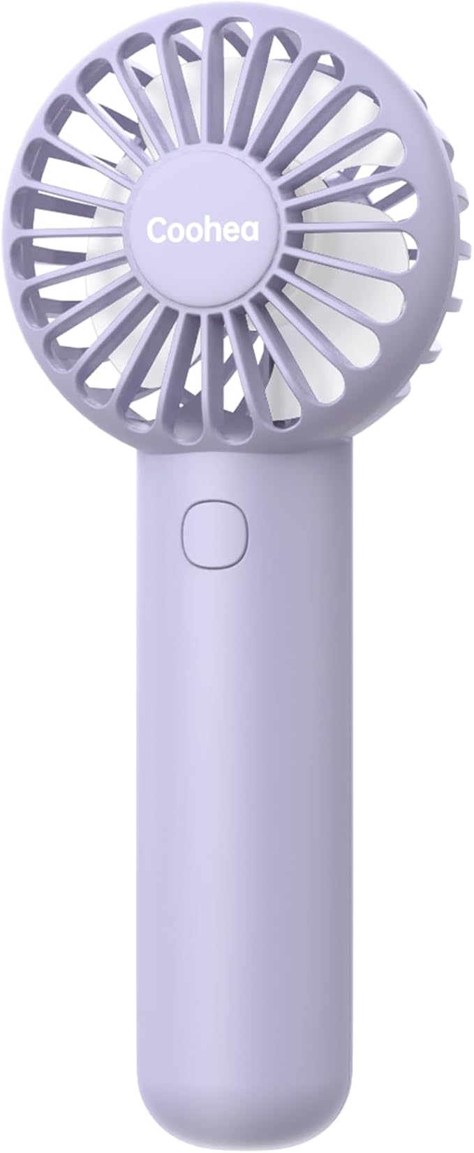 Coohea Mini Handheld Fan, Small Cute Design, 3 Powerful Speeds, USB Rechargeable Battery Operated, Portable Personal Fan with Base & Lanyard, for Eyelash Makeup Travel Beach Office Desk, Purple