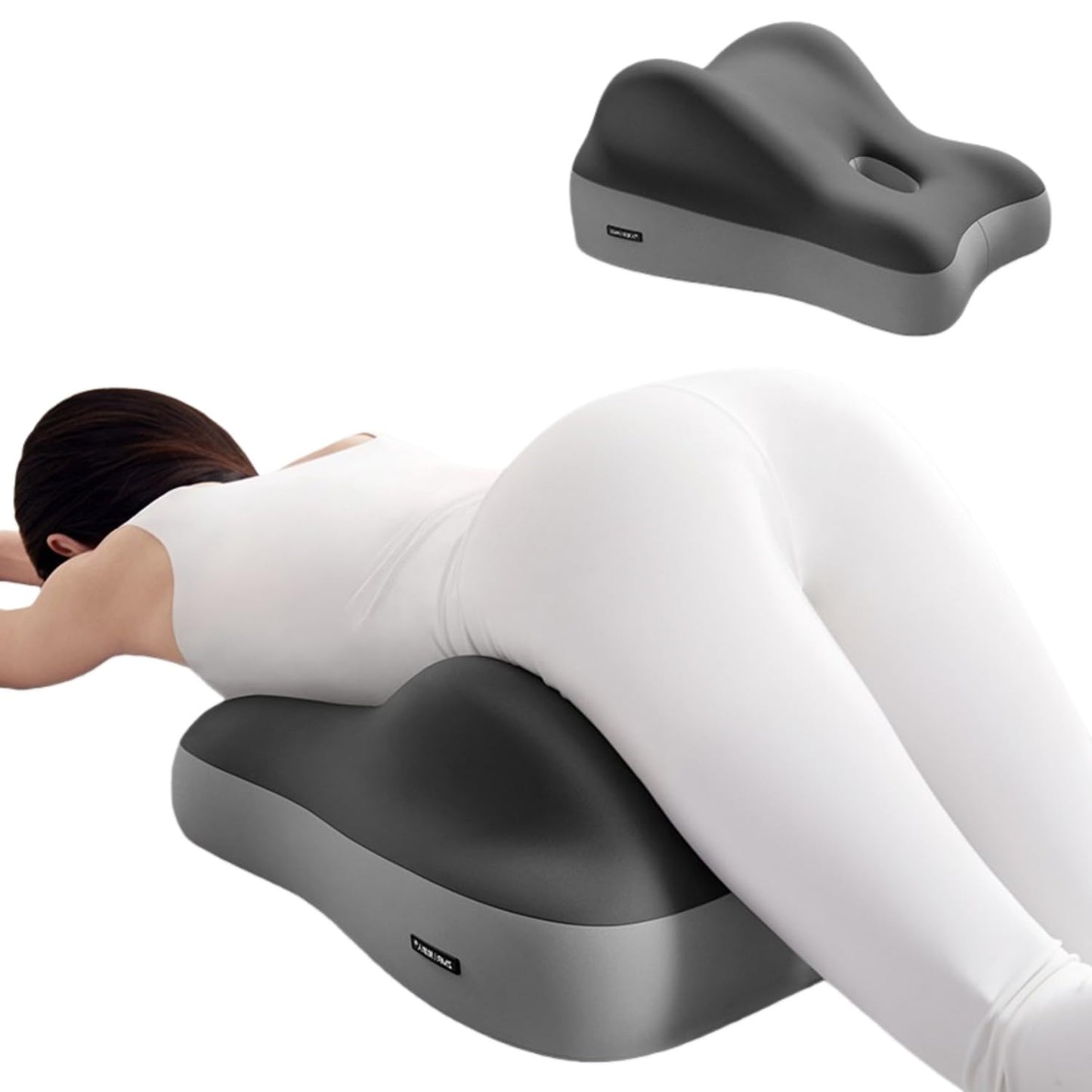 Memory Foam Body Support Pillow for Hip Elevation and Body Support, Butt Support Cushion for Sleeping, Reading and Lumbar Relief with Removable Cover (Double Gray)
