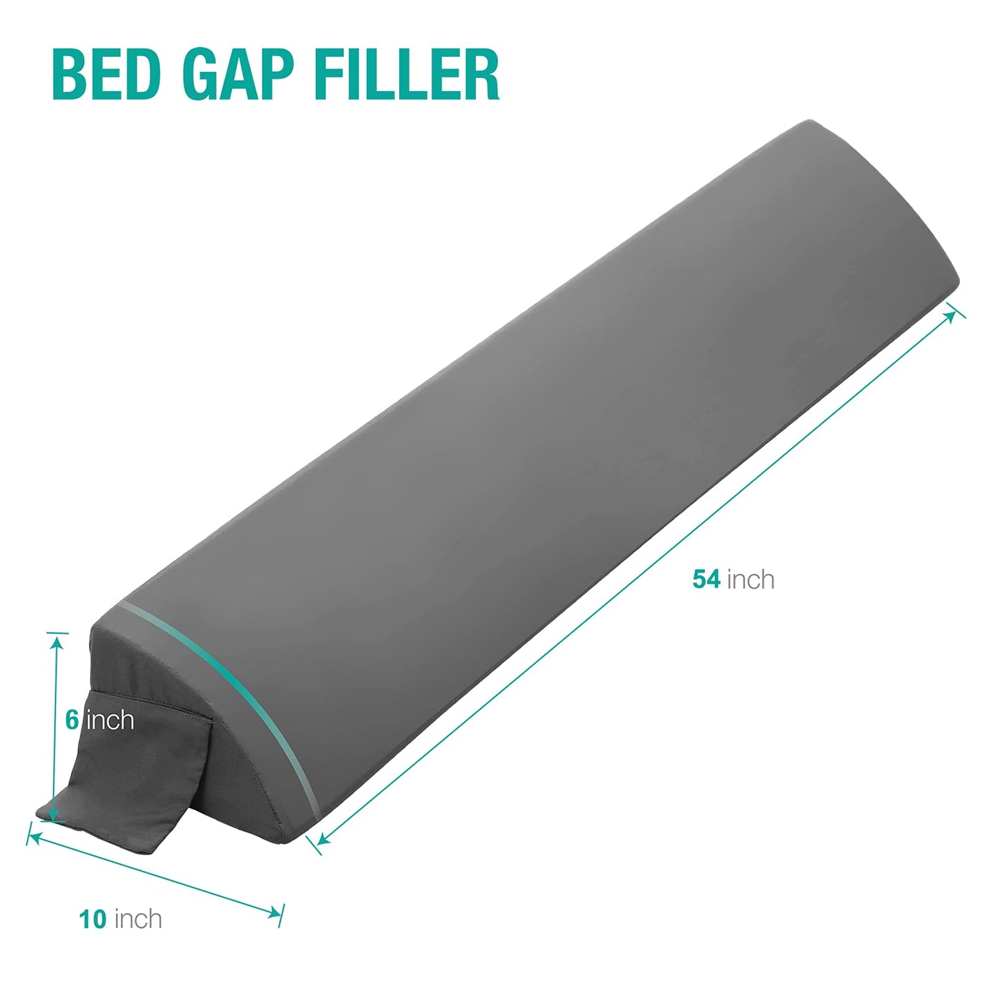 Vekkia Full Wedge Pillow Headboard/Bed Wedge Pillow for Headboard/Bed Gap Filler,Stop Loosing Your Pillows,Phone(Gray 54"x10"x6")