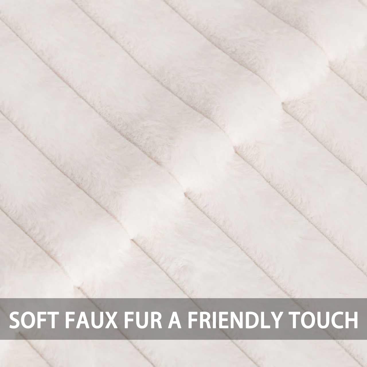 Aegero Pack of 2 Faux Fur Fall Throw Pillow Covers 22x22 Inch, Soft Plush Striped Neutral Couch Pillow Cover, with Velvet Back Modern Home Decor for Sofa Living Room Couch Bed Cream White