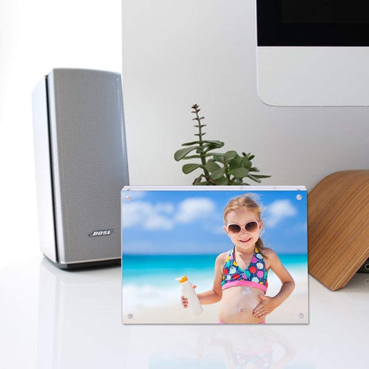 JUOIFIP 5 Pack Acrylic Picture Frame 5x7 Clear Double Sided Magnetic Picture Frameless Desktop Display Photo Frame with Stand Best Gift for Family, Baby, Friend