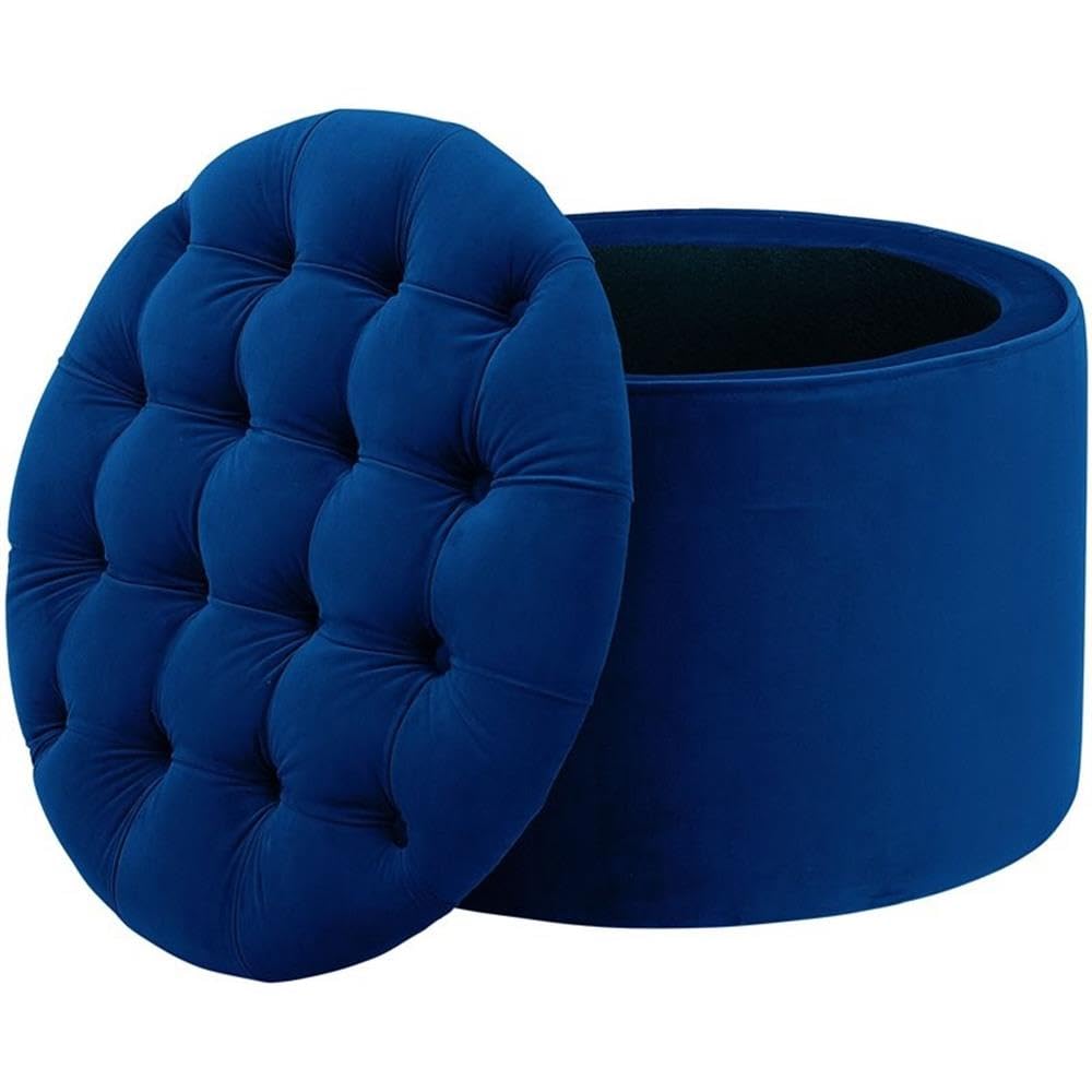 Tov Furniture Queen Navy Velvet Storage Ottoman