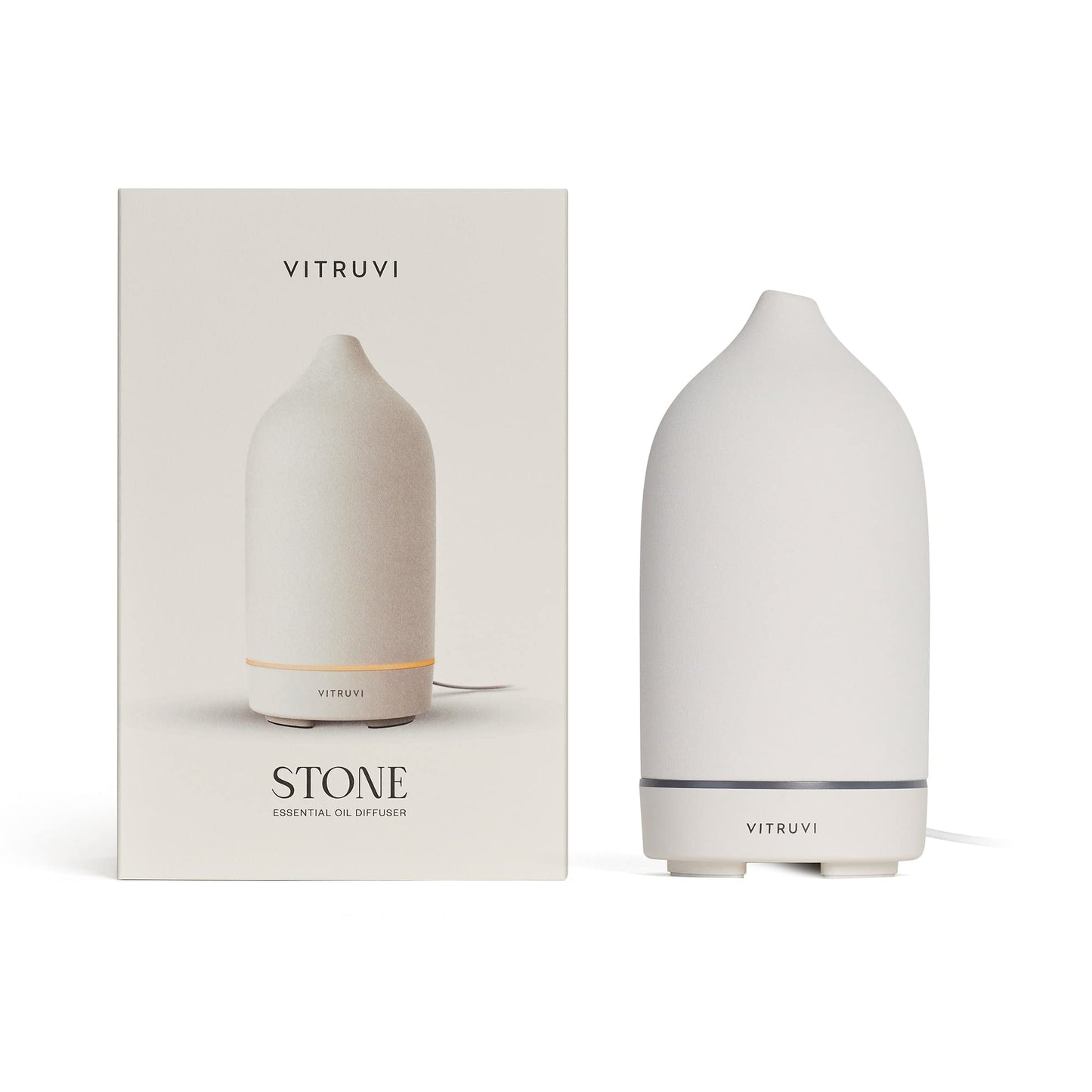 Vitruvi Stone Diffuser, Ceramic Ultrasonic Essential Oil Diffuser for Aromatherapy | Ceramic Diffuser, Diffusers for Home, Oil Diffuser, Housewarming Gift, Original Diffuser | White, 90ml Capacity