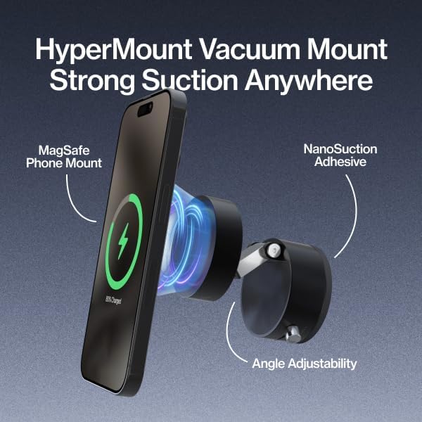 STATIK HyperMount® 2 Vacuum Phone Mount - Magnetic Phone Holder, Vacuum Seal Car Phone Mount, Use on Any Surface, Compatible with Apple MagSafe and Magnetic Rings Included for Android Devices - 3 Pack