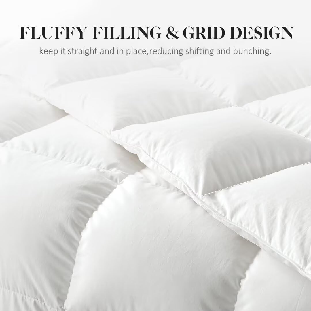 WhatsBedding Feather Down Fiber Comforter,Duvet Insert King Size, 106"x90"