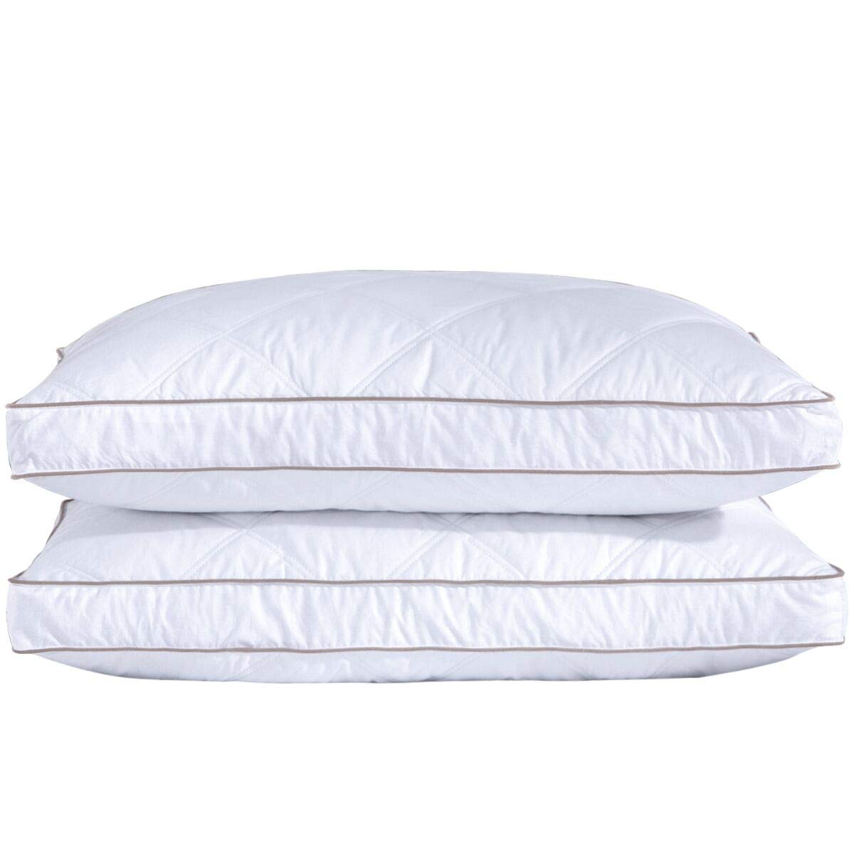 puredown® Goose Feathers and Down Pillow for Sleeping Hotel Collection Bed Pillows, Gusseted, King, Set of 2