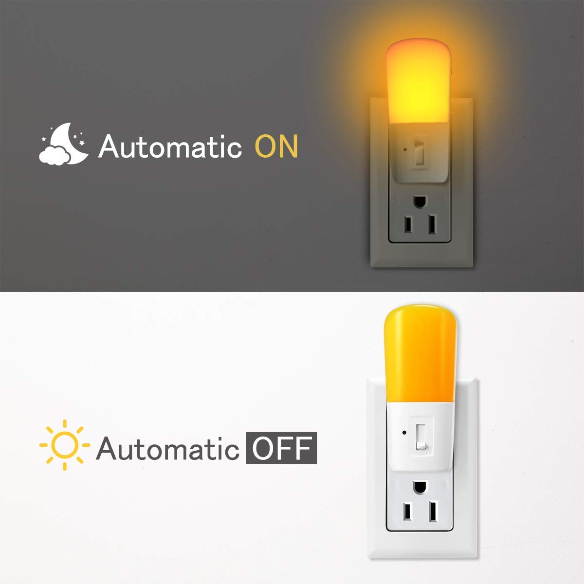 LOHAS Plug in Night Light, Dimmable LED Night Light with Dusk to Dawn Sensor, 5-80LM Sleep Aid Mini Light for Nursery Kids, 4 Pack
