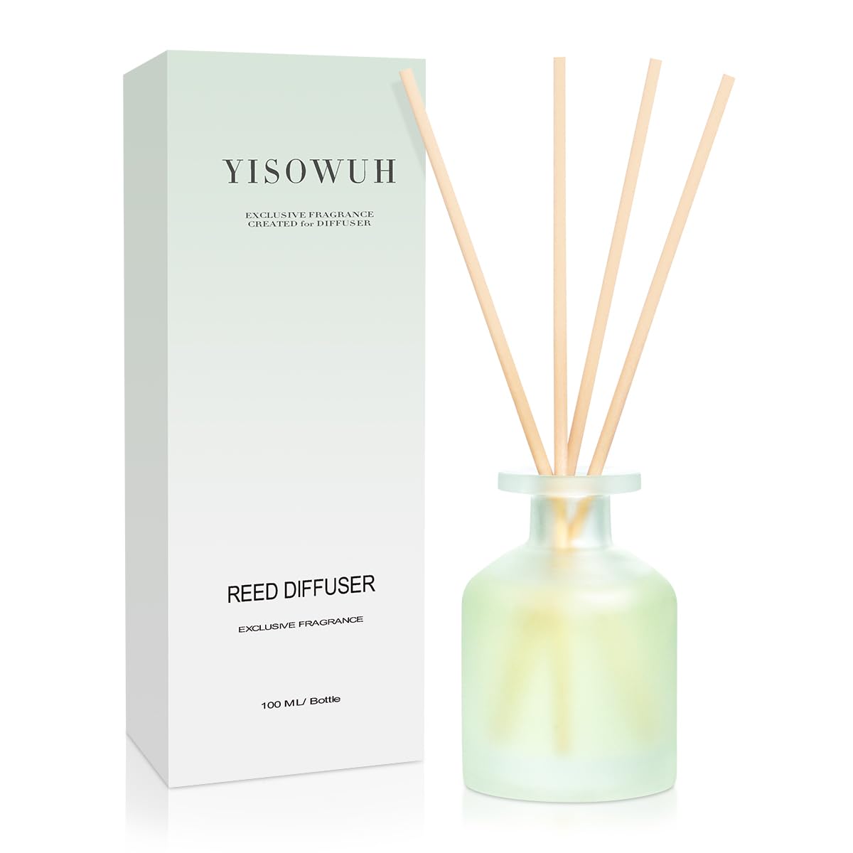 YISOWUH Reed Diffuser for Home, Clean Linen Scent 3.38oz (100ml)*1 Pack Essential Oil Reed Diffuser Set with 8 Sticks, Long Lasting Air Freshener for Bathroom Bedroom Living Room, Home Decor & Gifts