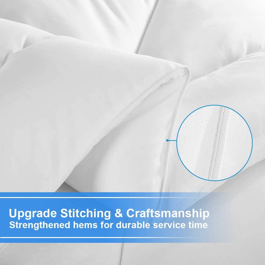 TEKAMON All Season Queen Comforter Fluffy Quilted Lightweight Reversible Down Alternative Duvet Insert with 8 Corner Tabs,Soft & Breathable Summer Winter Warm,Machine Washable White 88 x 88 inches