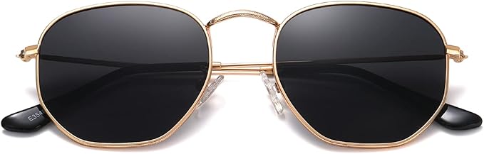 MEETSUN Polarized Hexagon Sunglasses for Women Men Polygon Square Sun Glasses UV400 Protection Metal Frame