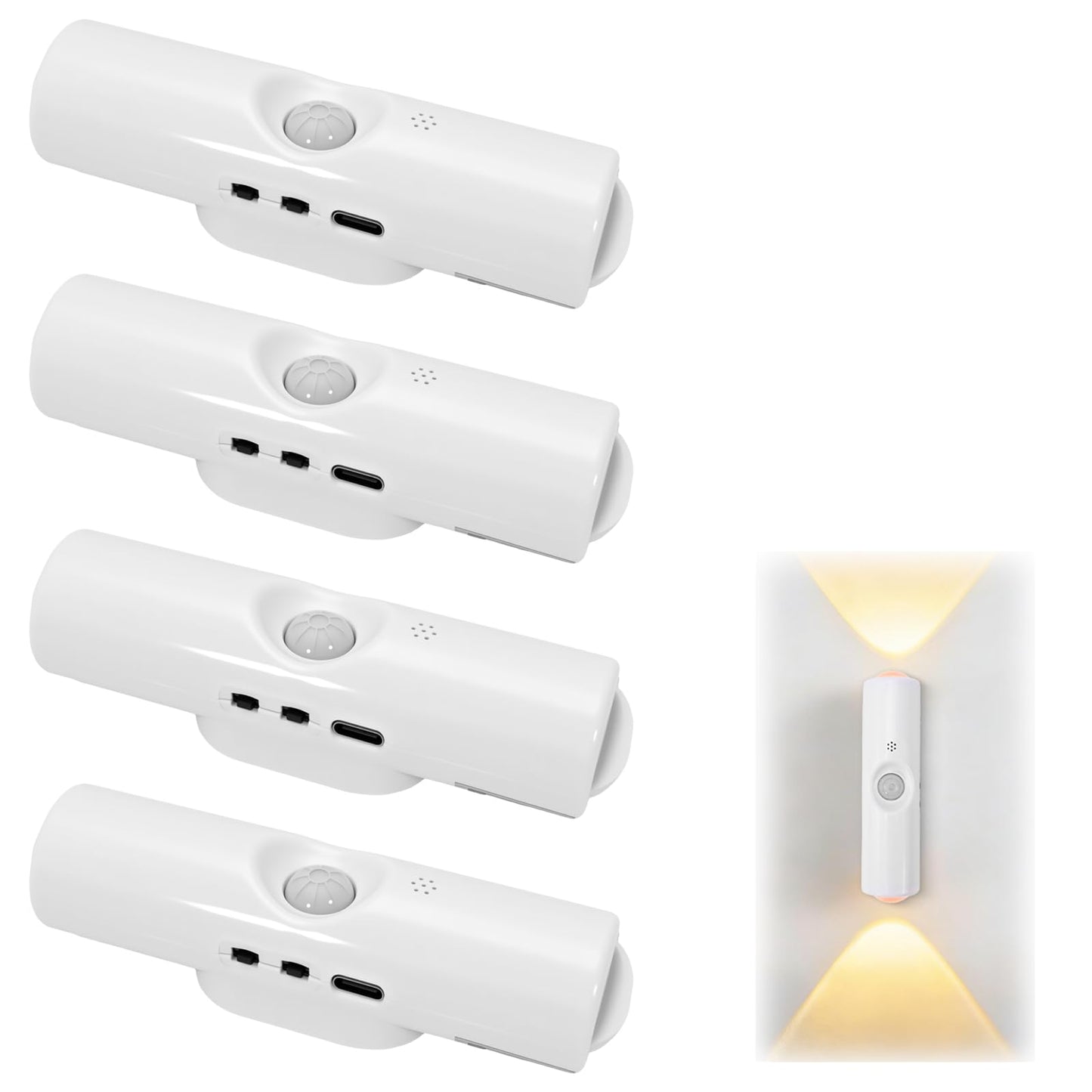 STHF 4 Pack Rechargeable Smart LED Motion Sensor Ambient Light, Auto-On Multi-Color Changing Magnetic Wall Light, Punch-Free Mount for Stairs, Wardrobe, Closet, Bathroom, Cabinet (7 Color RGB)