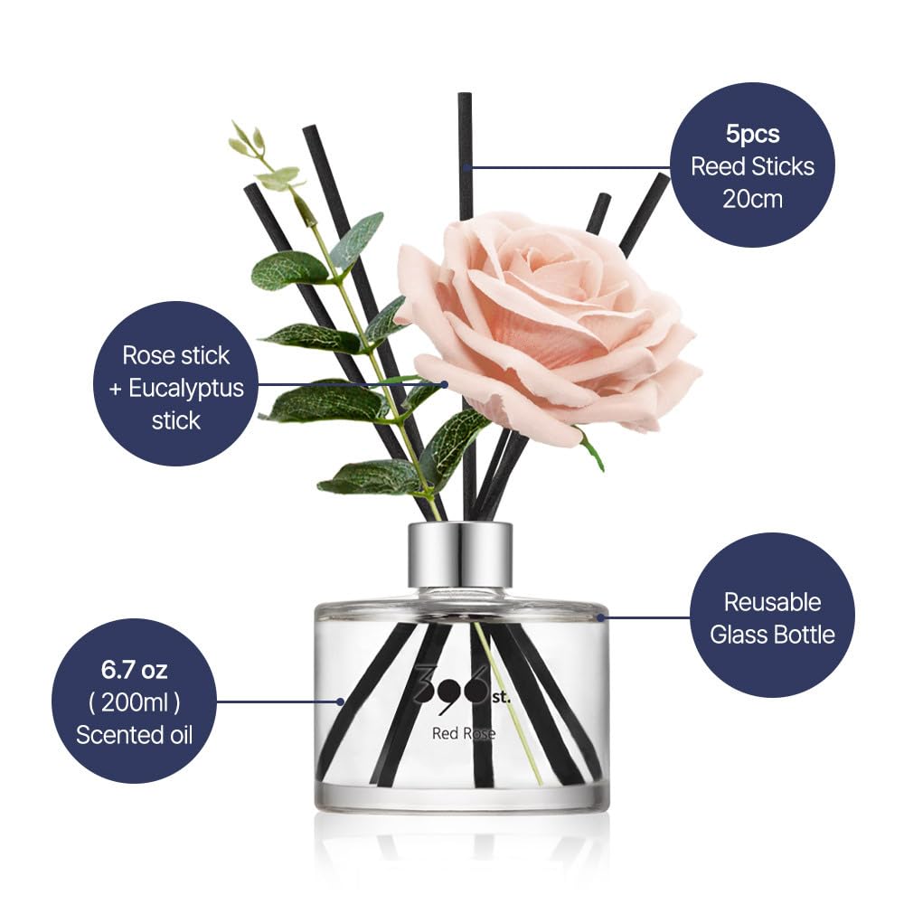 396 st. Rose Flower Reed Diffuser, Vanilla Lavender, 200ml(6.7oz) / Reed Diffuser Sets, Home Fragrance, Scented Oils, Home & Bathroom Décor