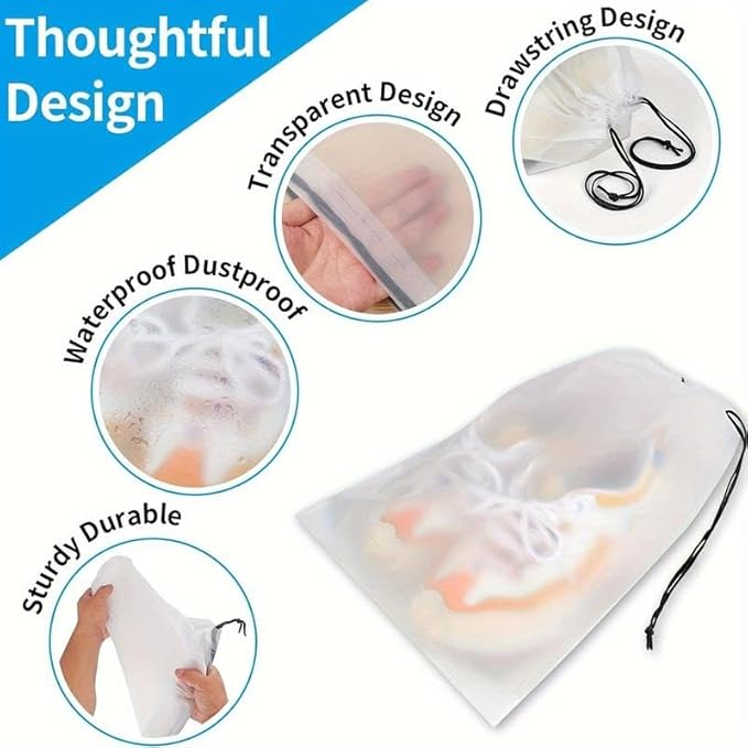Durable Shoe Bag, 5 Counts/set Portable Dustproof & Waterproof Drawstring Pouch, Shoe Storage Bag for Men & Women, Travel & Golf Accessories, Shoes Bag