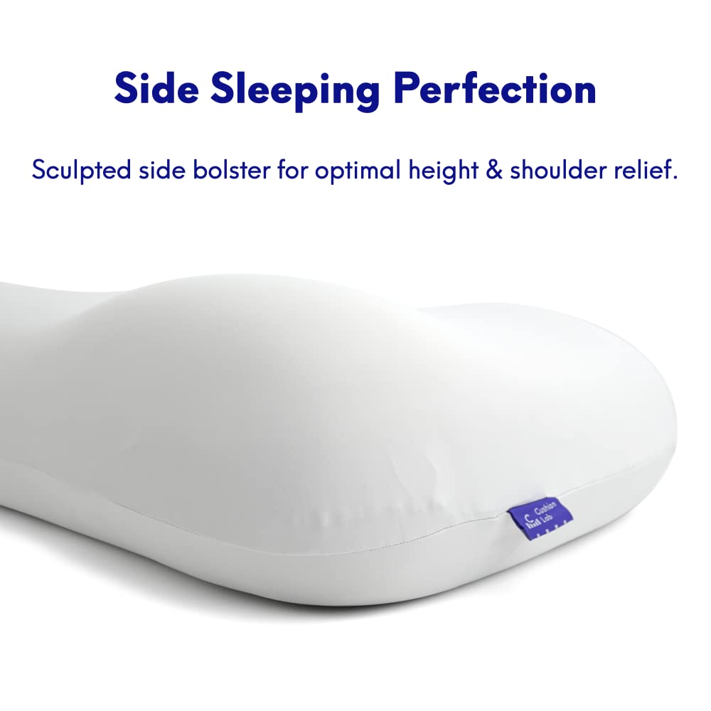 C CUSHION LAB Deep Sleep Pillow, Patented Ergonomic Contour Design for Side & Back Sleepers, Orthopedic Cervical Shape Gently Cradles Head & Provides Neck Support & Shoulder Pain Relief - Calm Grey
