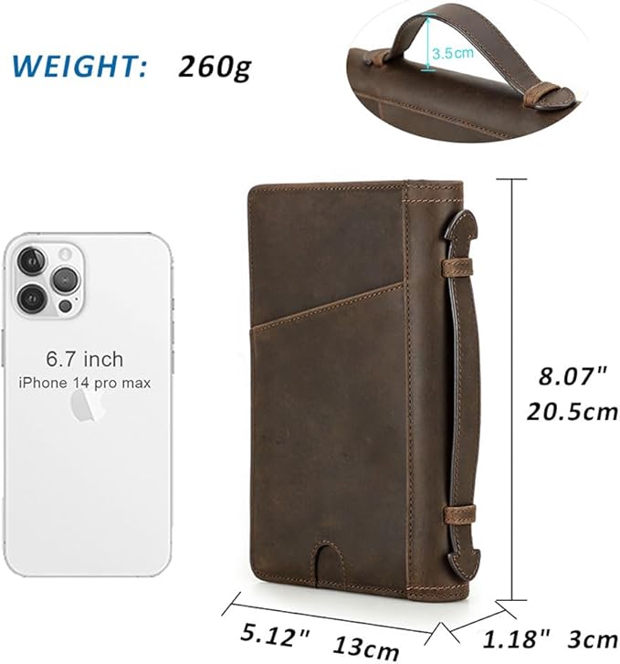 CONTACTS Full Grain Leather Travel Passport Holder for 4 Passports with Airtag Slot Family Passport Wallet RFID Blocking Passport Organizer