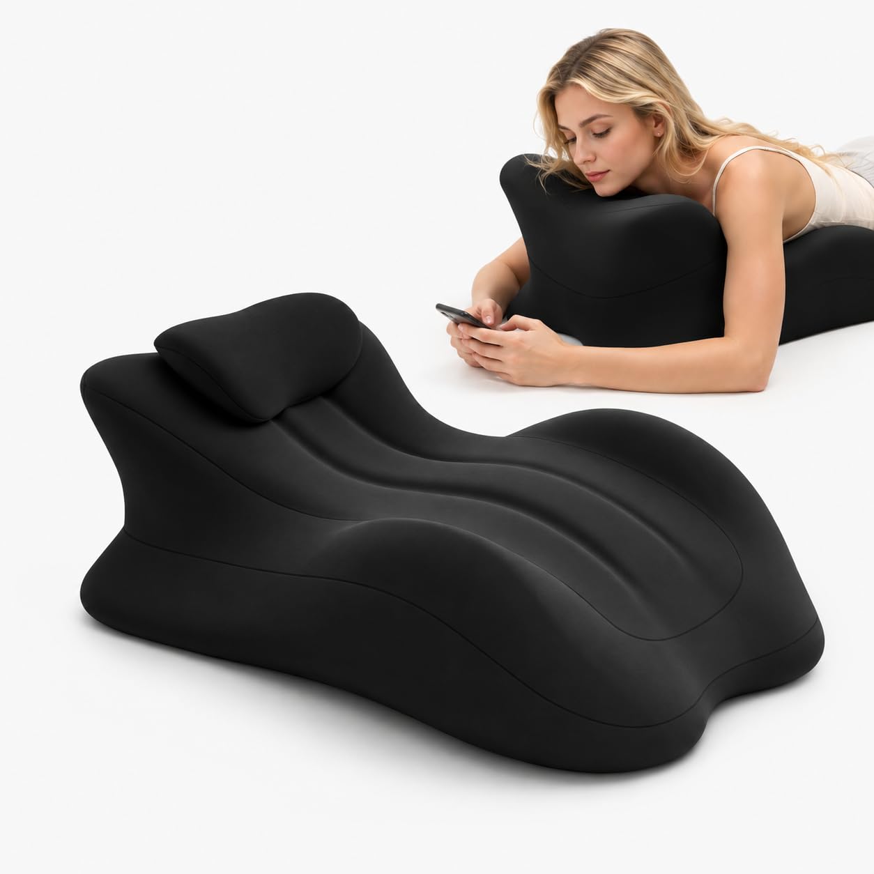 Couples Pillow, Ergonomic Memory Foam Wedge Pillow with 27° Support, Intimacy Positioning Cushion for Better Comfort & Alignment, Multi-Purpose Pillow for Reading, Lounging & Relaxing, Washable Cover