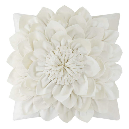 OiseauVoler 3D Flower Decorative Throw Pillow Covers Floral Pillow Shams Soft Velvet Pillowcases Home Sofa Car Bed Room Decor 18 x 18 Inches Cream White