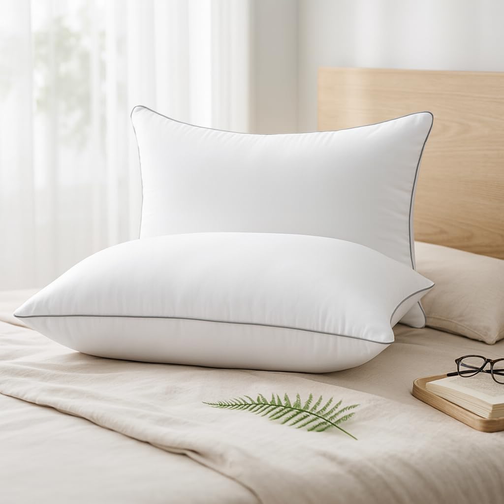 HUXMEYSON King Size Pillows Set of 4, Luxury Hotel Bed Pillows Set with Down Alternative Filling for Side and Back Sleepers