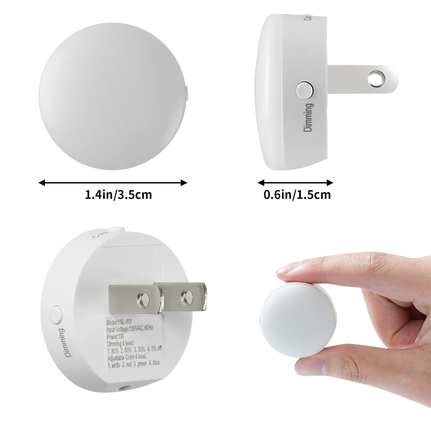 junlit Mini Plug in Night Light, Dusk to Dawn Sensor, 4-Color, LED Toilet Night Lights, Dimmable Color Changing, for Kids Breastfeeding, Sleep Aid, Bedroom, Nursery, Hallway, 6Pack