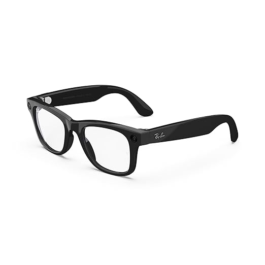Ray-Ban Meta (Gen 1), Wayfarer, Large Shiny Black |Smart AI Glasses for Men, Women -12 MP Camera, Open-Ear Speakers for Audio, Video Recording and Bluetooth -Clear Lenses -Wearable Technology