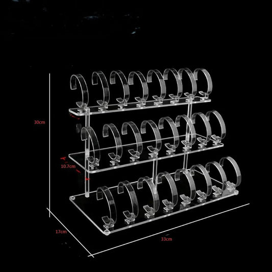 Missartist 3-Tier Watch Display Stand Organizer, 24 Piece Jewelry Holder Rack Watch Display Holder Watch Display Rack -Clear Acrylic