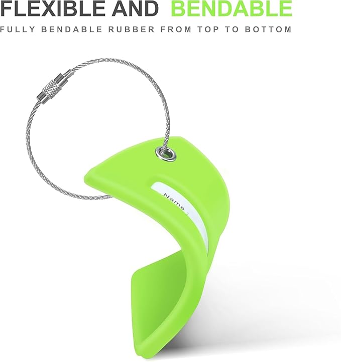Gostwo 2 Pack Silicone Luggage Tags for Suitcases, 26 Initial Letter Baggage Labels Handbag School Bag Suitcase Instrument Tag with Stainless Steel Loop(Green)(Letter Q)