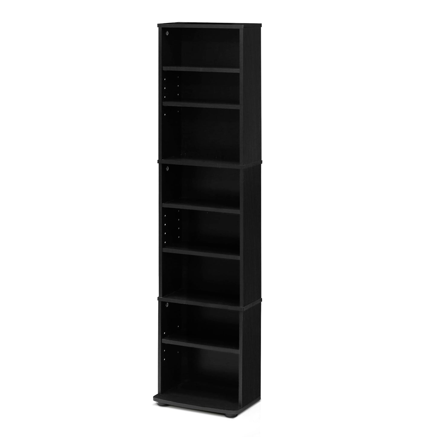 Furinno JAYA DVD Shelf, 8-Tier Tall Narrow CD Rack, Media Shelf with Adjustable Shelves, DVD Storage Cabinets for CD Blueray Game Disc, Easy Assembly, for Living Room, Home Office, Espresso