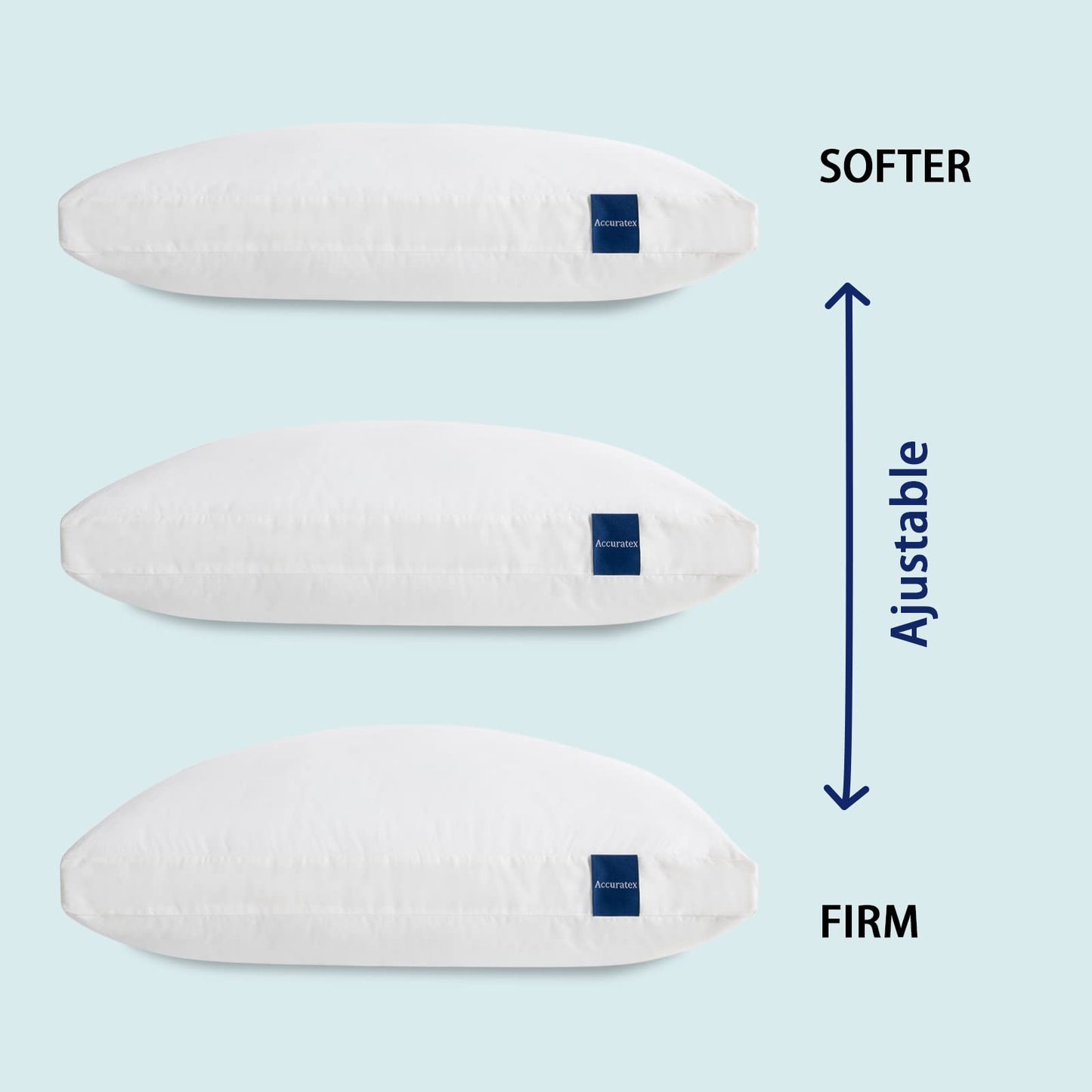 ACCURATEX Pillows Queen Size Set of 2, Hybrid Shredded Memory Foam Pillow[Adjustable Loft], Fluffy Down Alternative Fill Removable Cotton Cover, Firm Supportive Pillow for Side Back Sleepers