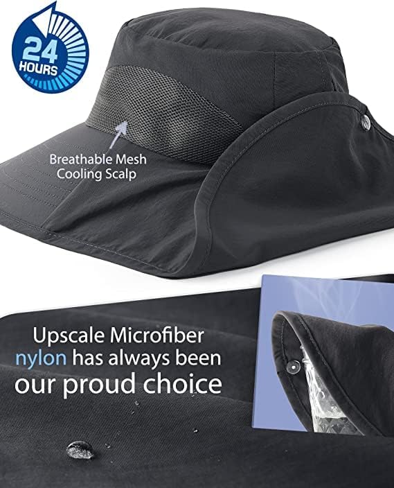 Camptrace Sun Hats for Women Men UPF 50+ UV Protection Wide Brim Hiking Fishing Hat with Neck Flap