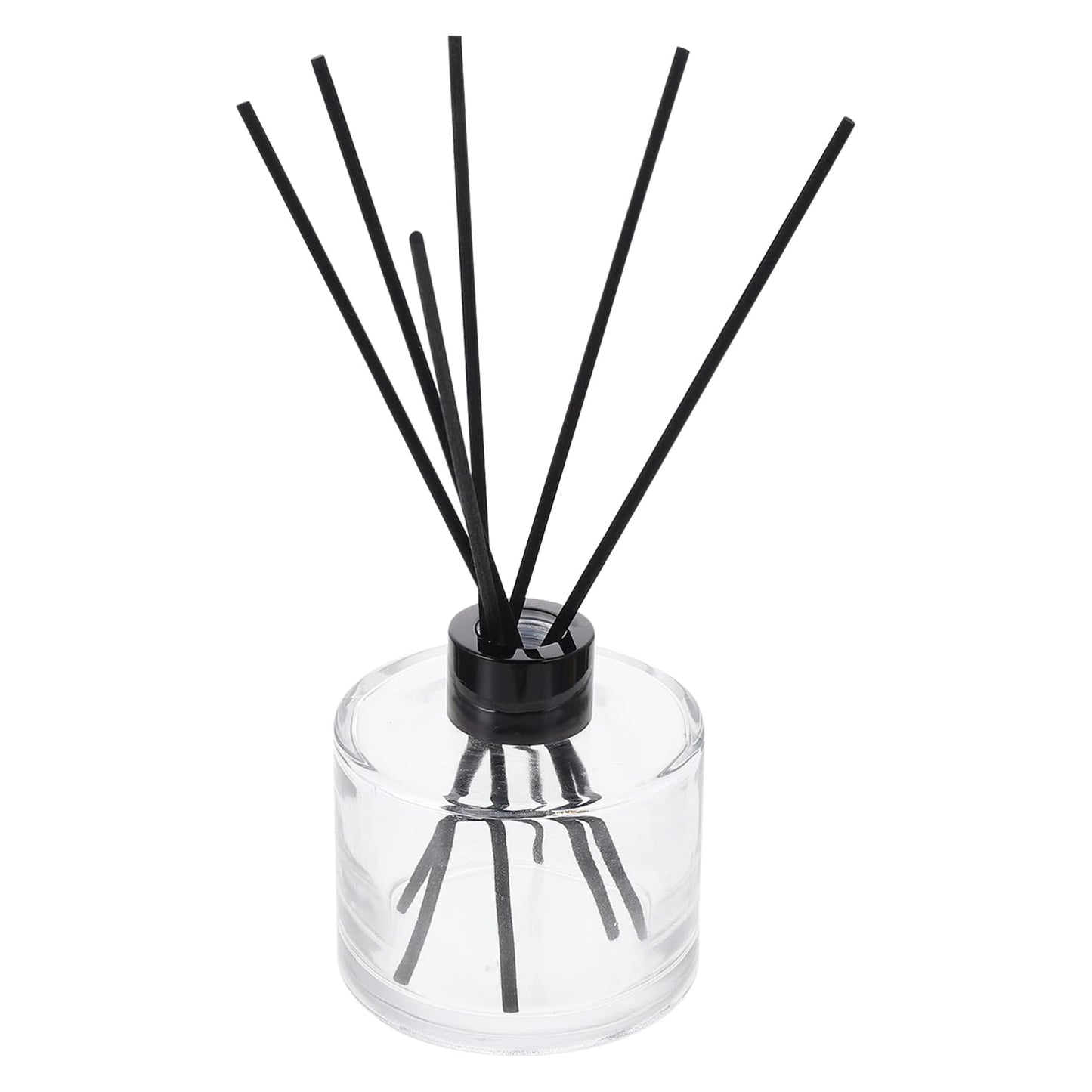 1set Glass Bottles Reed Diffuser Bottle Black Rattan Sticks Refillable Perfume Diffuser for Home Car Living Room Decor and Spa