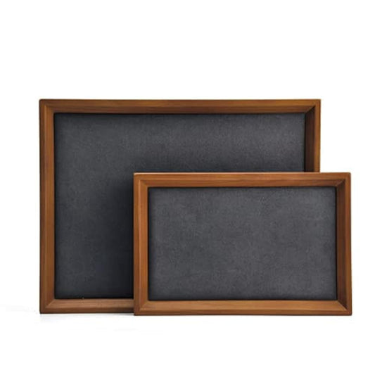 Oirlv Solid Wood Small Jewelry Tray Trade Showcase Countertop Jewelry Display Trays Rectangle Vanity Tray(Grey, Small)