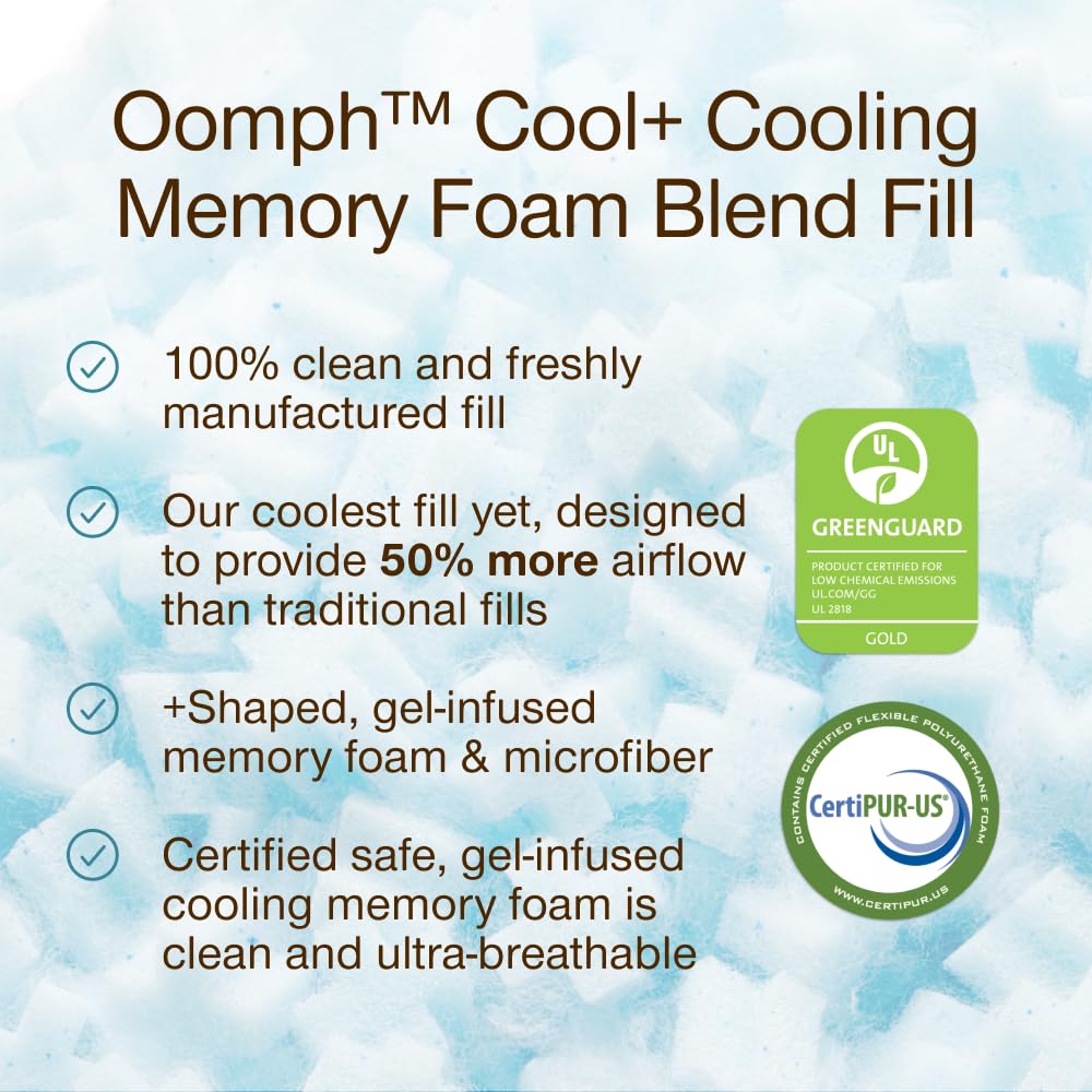 Coop Home Goods Extra Oomph Cool+ Pillow Fill, Gel-Infused, Plus Shaped Memory Foam Filling for More Airflow, Extra Fill Filler for Eden Cool+ Pillows, GREENGUARD Gold & CertiPUR-US Certified